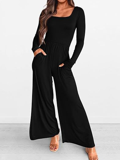 Long-sleeved wide-leg jumpsuit